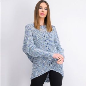 Style & Co Pastel Pullover Sweater Whimsy Pom Blue New $59 V-Neck